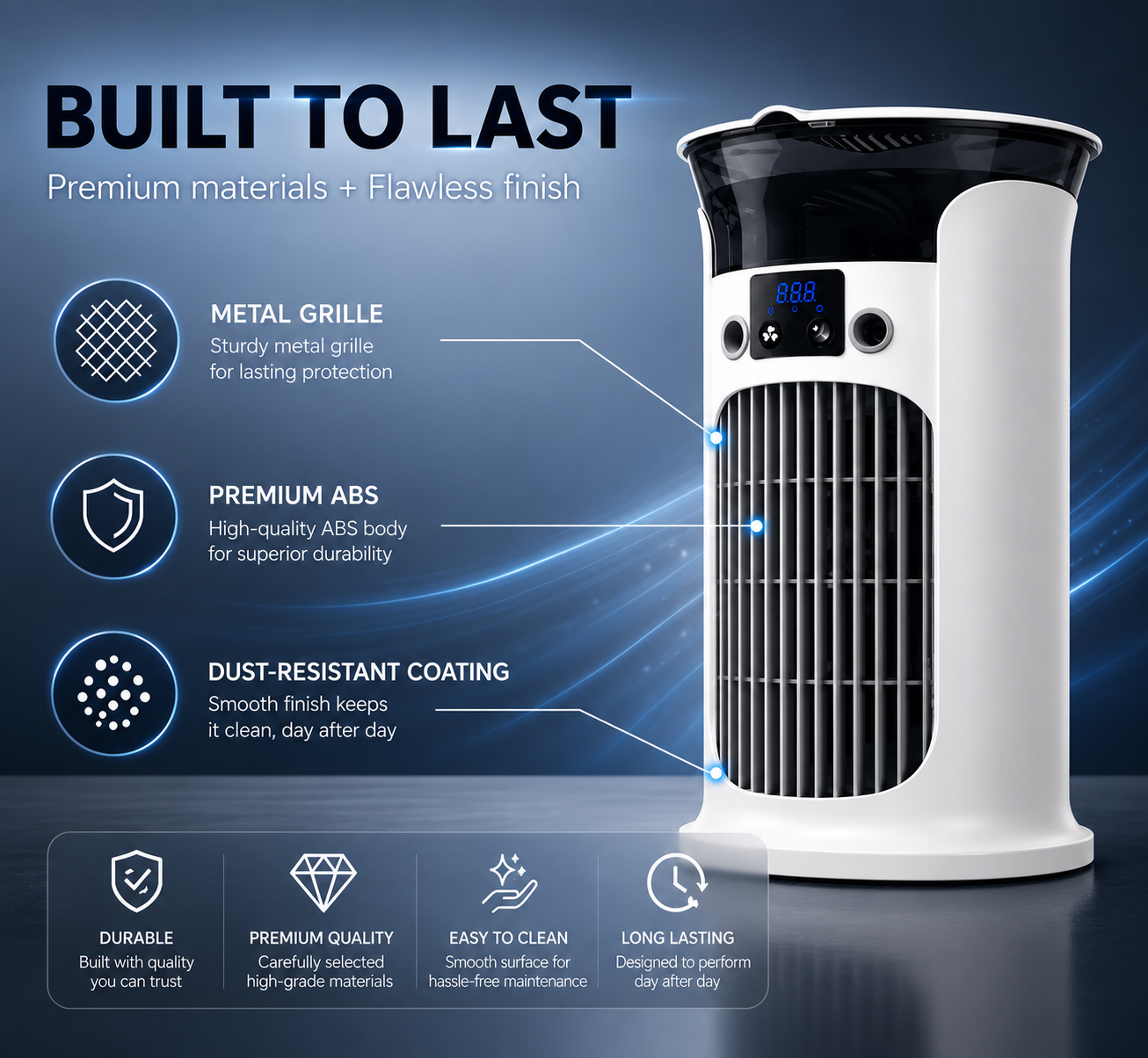 ❄️ 2026 Hot Sale | 3-in-1 Portable Air Cooler ❄️ Portable Mist Air Cooler with LED Night Light