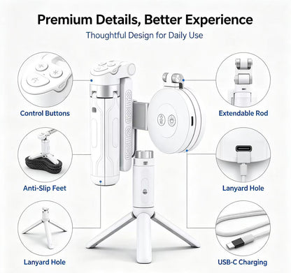 📸4-in-1 Magnetic Phone Grip & Selfie Stick Tripod with Zoom Control