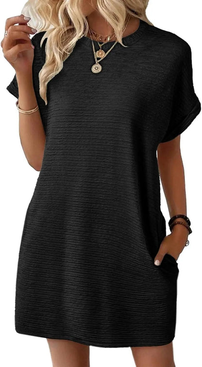 Women's Lightweight Summer Short Sleeve Dress with Pockets