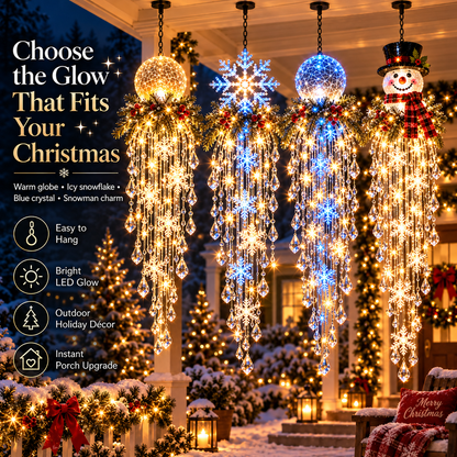 ✨ Crystal Cascade Christmas Lights – Hanging Snowflake & Crystal LED Décor ❄️
