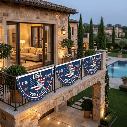 ⏰Last day Promotion🏆🗽USA 250th Anniversary Flag Half Round Banner🦅