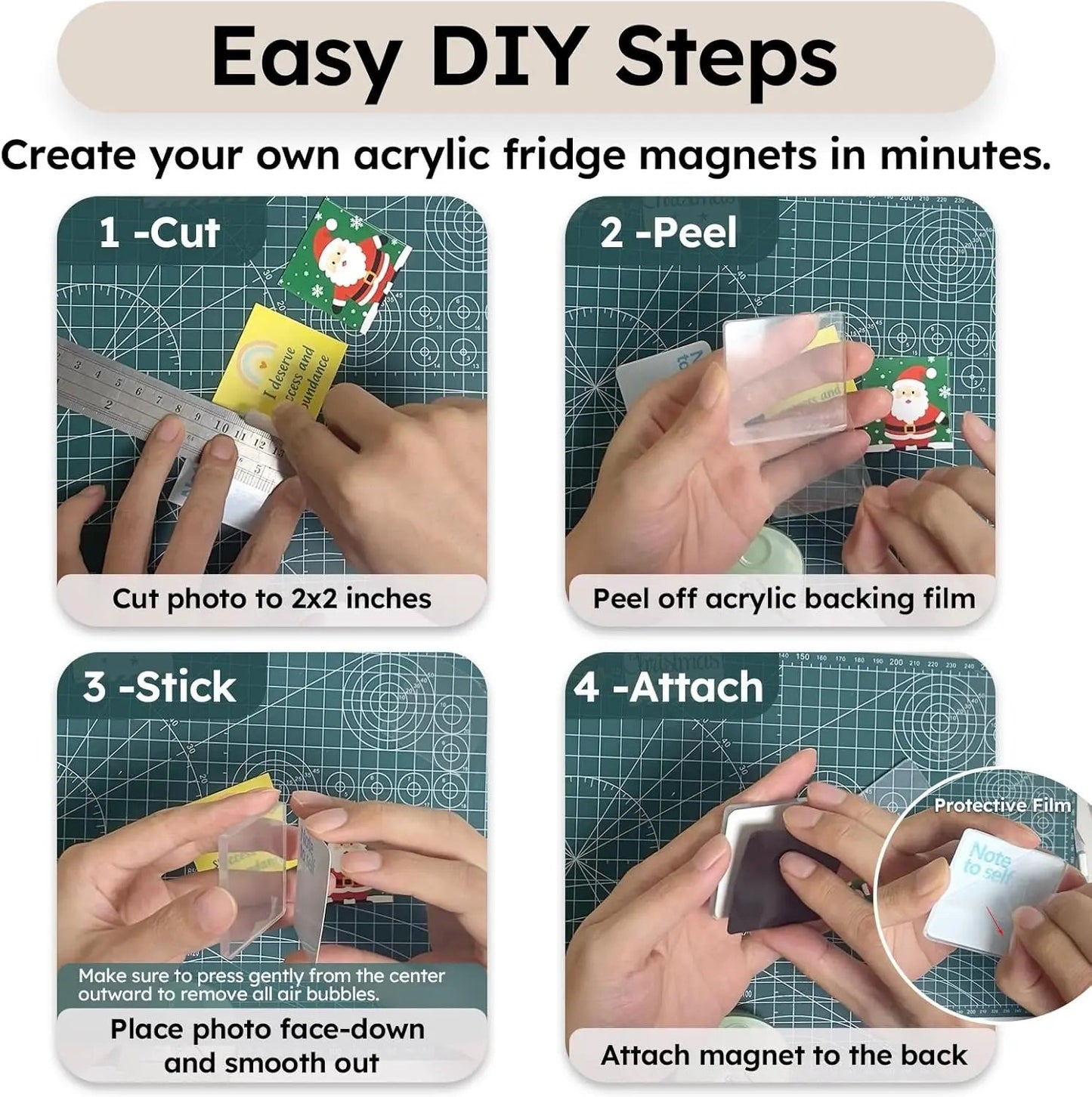 ⏰Last day Promotion 🔥10 Pack  2" x 2" Clear Acrylic DIY Fridge Magnet Set with Adhesive Backing