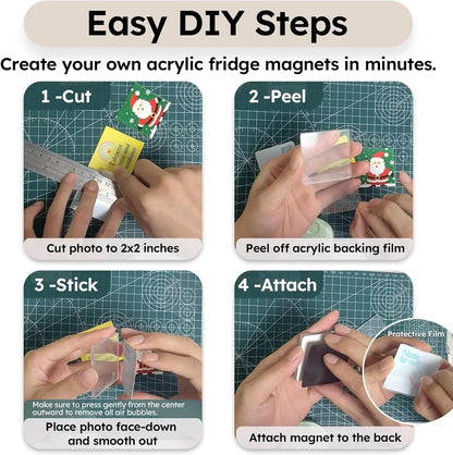 ⏰Last day Promotion 🔥10 Pack  2" x 2" Clear Acrylic DIY Fridge Magnet Set with Adhesive Backing