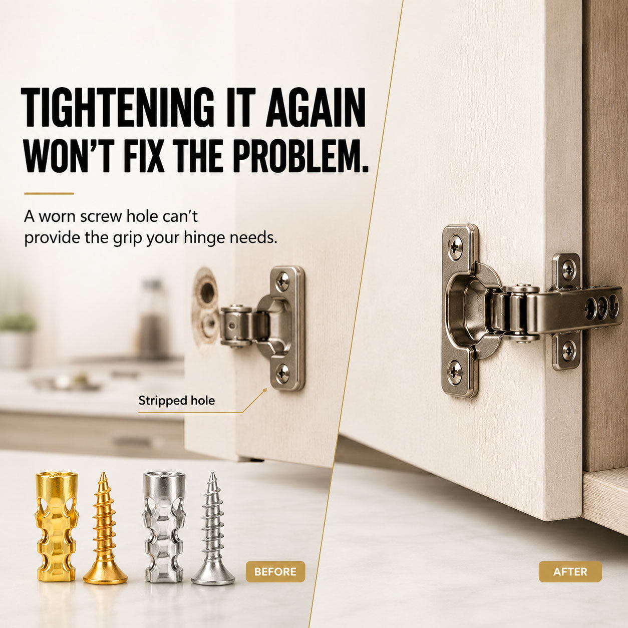 🔩 Door Hinge Thread Repair Kit – Fix Stripped Screw Holes & Loose Cabinet Hinges