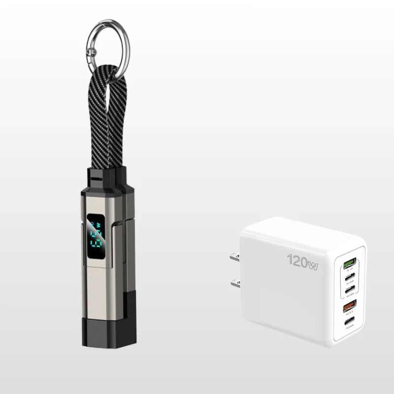 🔥Limited Time SALE 50% OFF🔥4-in-1 Digital Display Keychain Charging Cable