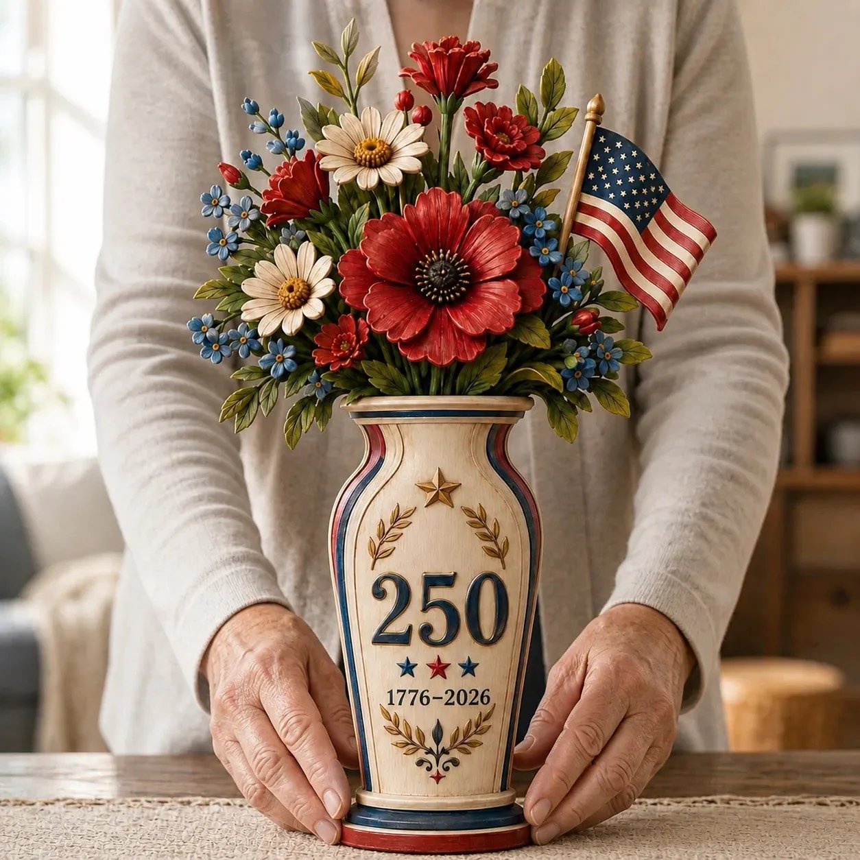 ⏰Last day Promotion 🌹Handmade America’s 250th Anniversary Patriotic Floral Décor