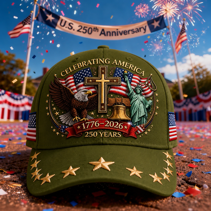 🦅Eagle & Liberty & Cross🎆United States 250th Anniversary Hat🧢