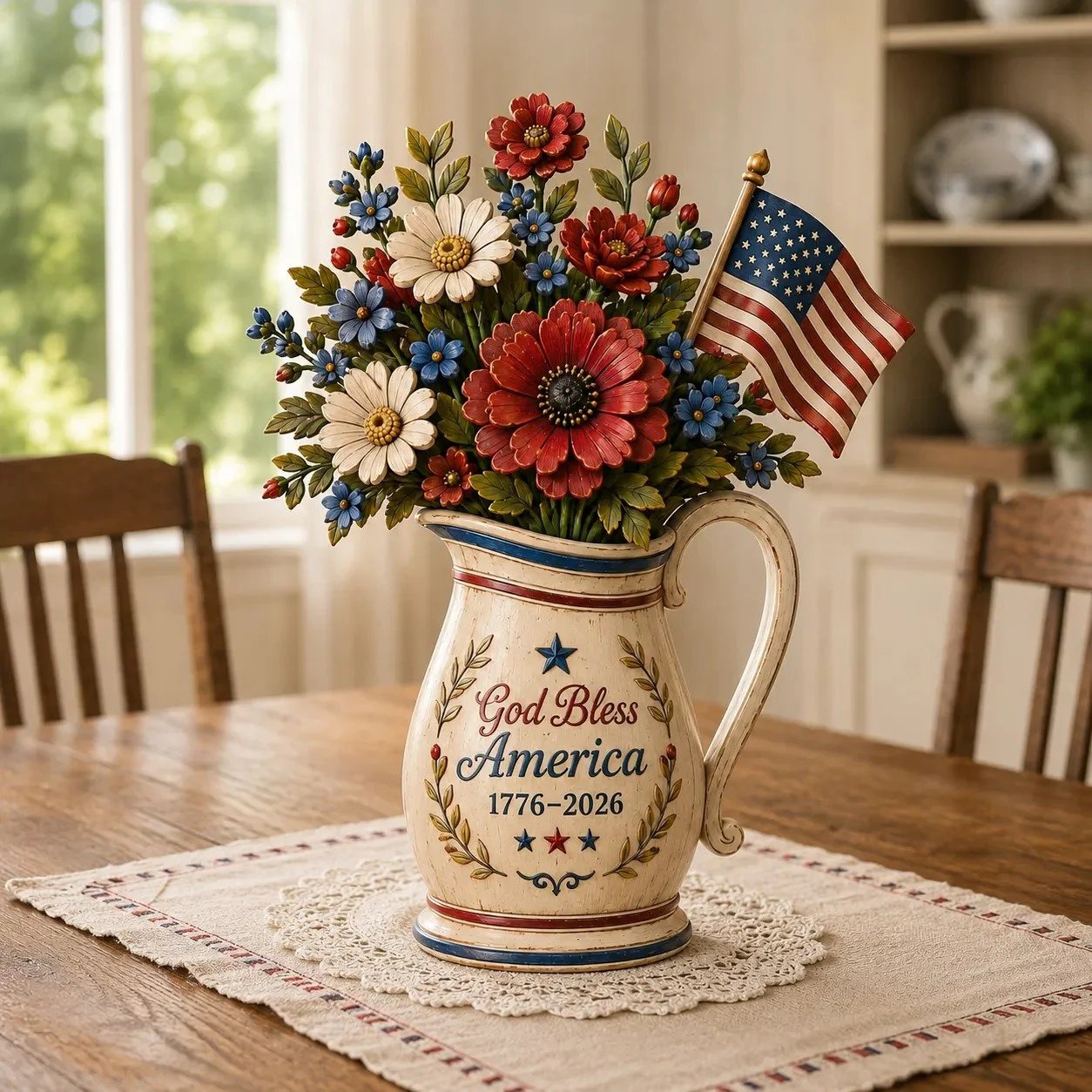 ⏰Last day Promotion 🌹Handmade America’s 250th Anniversary Patriotic Floral Décor