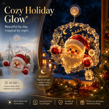 🏅 2026 Best Seller ✨🎄Lighted Christmas Window Decoration with Suction Cup Flat Version | Warm LED Window Light with Double-Layer Design & Multiple Festive Styles ✨