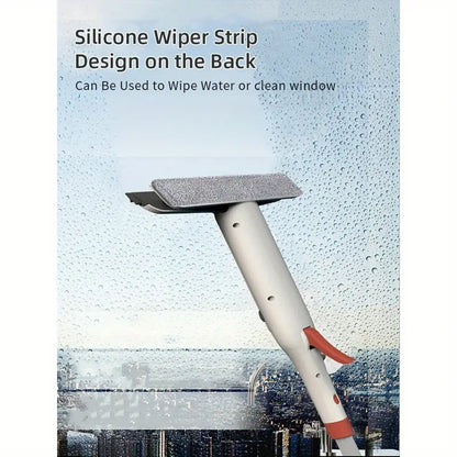 🏅3-in-1 Glass Cleaning Kit with Spray, Wash and Scraper - Great for tall windows, shower doors and car windshields - Durable metal pole, includes silicone scraper