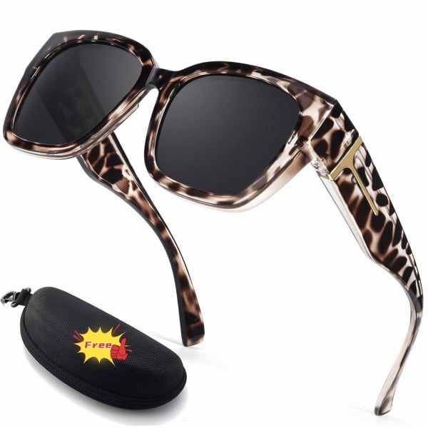 🕶️ Polarized Sunglasses for Women – UV400 Protection, Floral Frame, Fit Over Prescription Glasses
