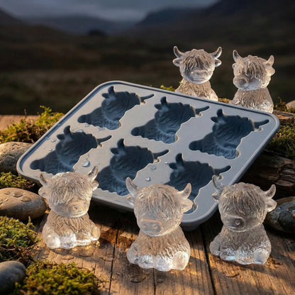 ⏰Last day Promotion🐮 Mini Highland Cow Ice Cube & Dessert Mold 🧊🍪 Cute 3D Ice for Drinks, Parties & Gifts💕