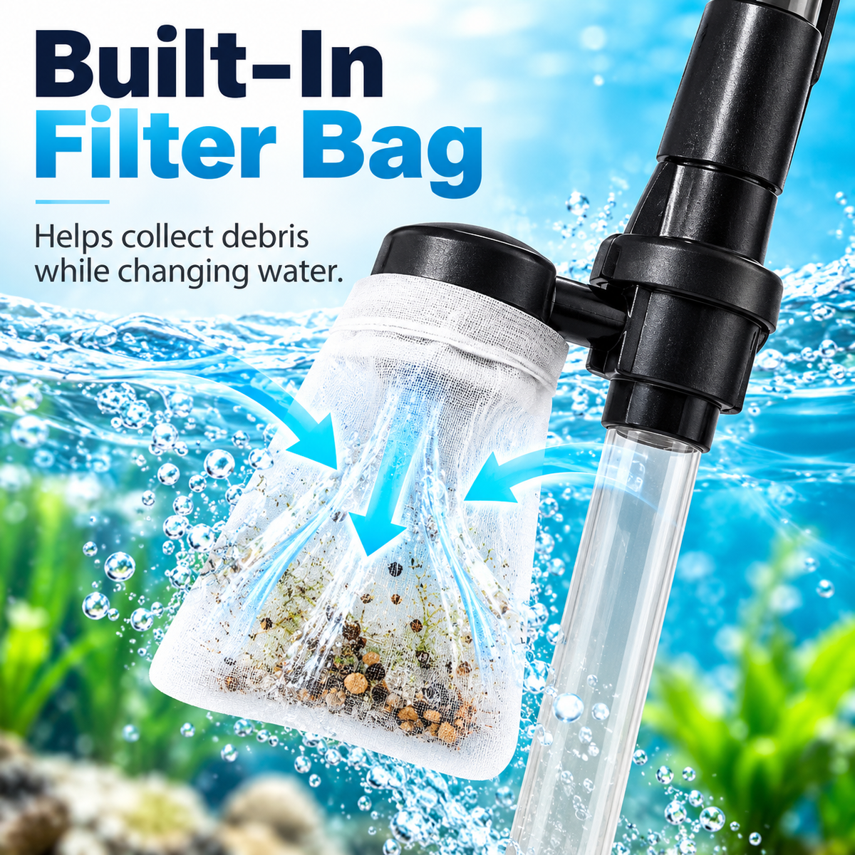 Aquarium cleaner collection filter bag
