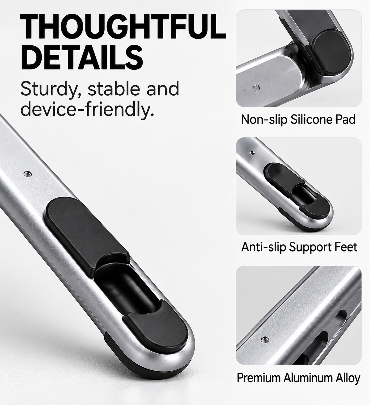 Foldable Magnetic Stand for Phone, Tablet & Laptop – Adjustable Aluminum Design