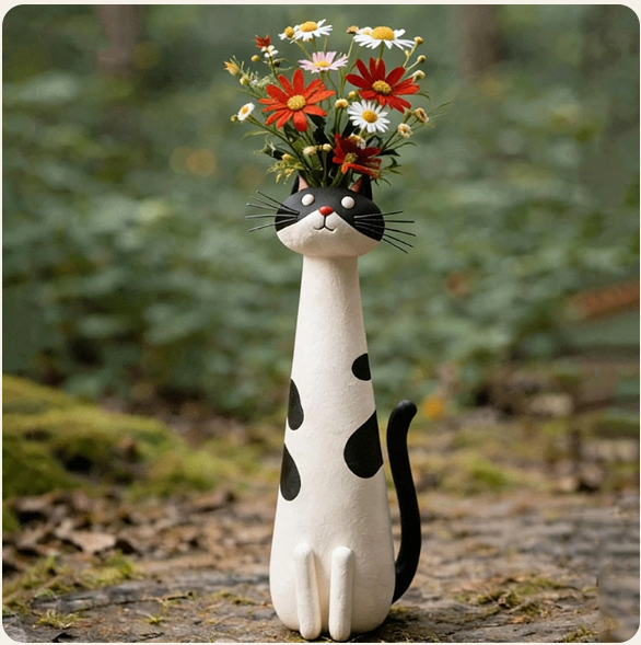 Handmade Creative Cat Vase-desktop Dried Flower Container