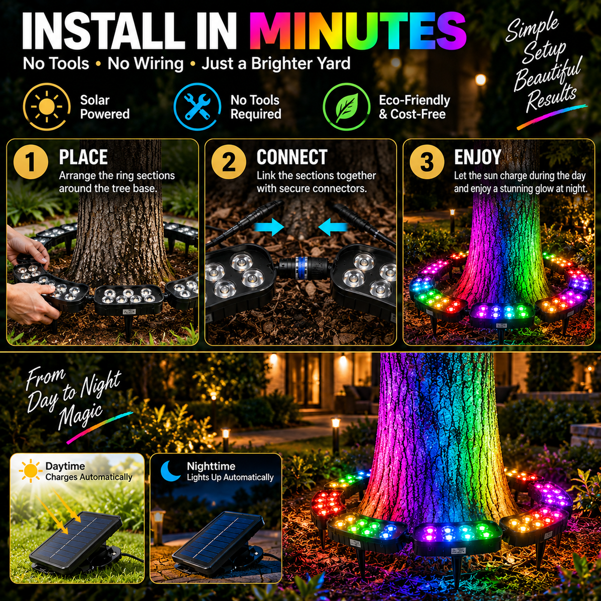 ✨Solar RGB Tree Ring Lights – Color-Changing Outdoor Landscape Lighting