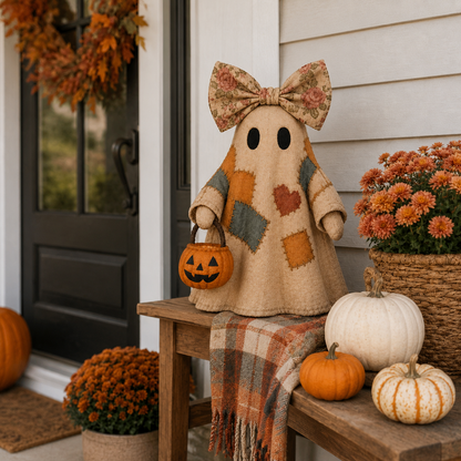 🔥 LIMITED TIME: 40% OFF - 👻🎃 Cozy Patchwork Ghost Lamp (✨ Glowing Pumpkin Basket)
