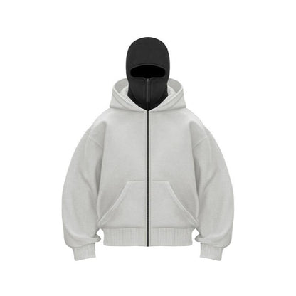 ❄️Men's Balaclava Zip-Up Hoodie – Full-Zip Streetwear Sweatshirt