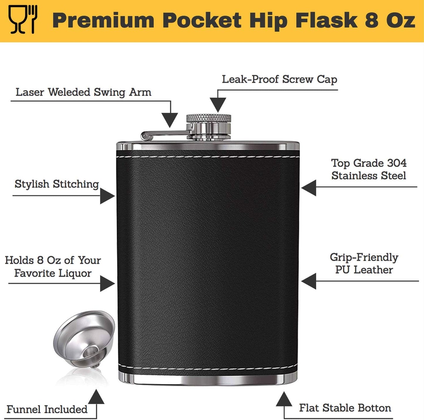 🖤Last day Promotion🔥8oz Portable Stainless Steel Whiskey Flask
