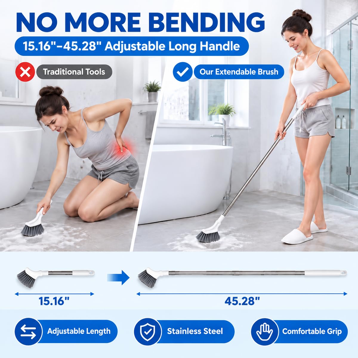 Telescopic Crevice Cleaning Brush – Long Handle for Tight Spaces🧹
