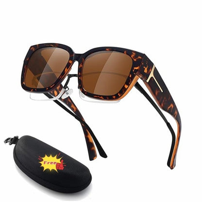 🕶️ Polarized Sunglasses for Women – UV400 Protection, Floral Frame, Fit Over Prescription Glasses