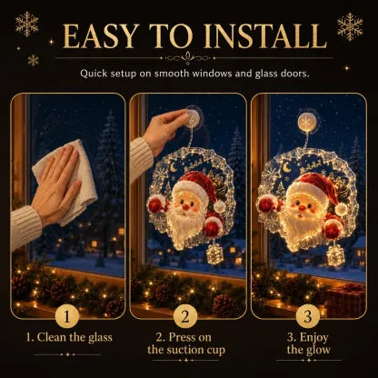🏅 2026 Best Seller ✨🎄Lighted Christmas Window Decoration with Suction Cup Flat Version | Warm LED Window Light with Double-Layer Design & Multiple Festive Styles ✨