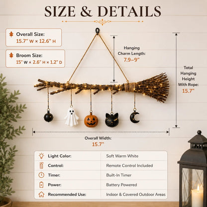 ⚡Hot Sales 50% OFF🔥Lighted Fall Broom Wall Hanging🍂