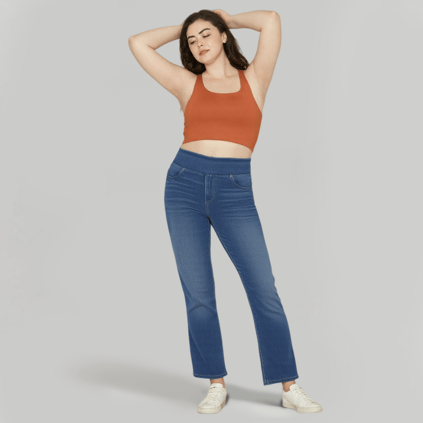 🏆High Waist Taschen Washed Casual Bootcut Jeans