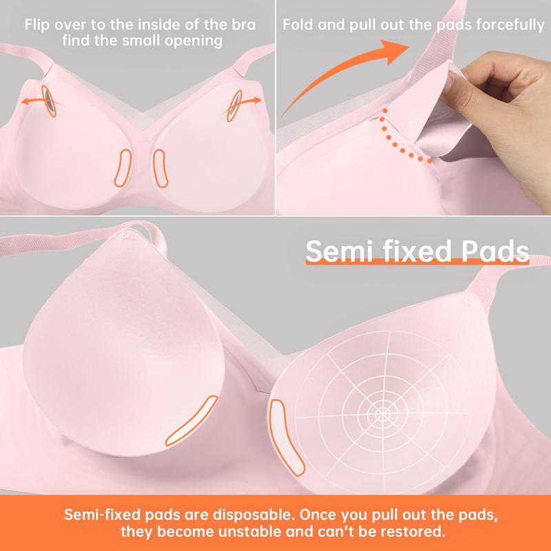 Womens Wireless Bras V Mesh Comfortable Bralette Supportive