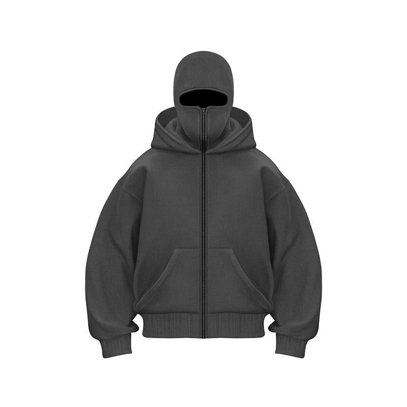 ❄️Men's Balaclava Zip-Up Hoodie – Full-Zip Streetwear Sweatshirt