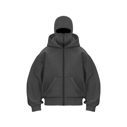 ❄️Men's Balaclava Zip-Up Hoodie – Full-Zip Streetwear Sweatshirt