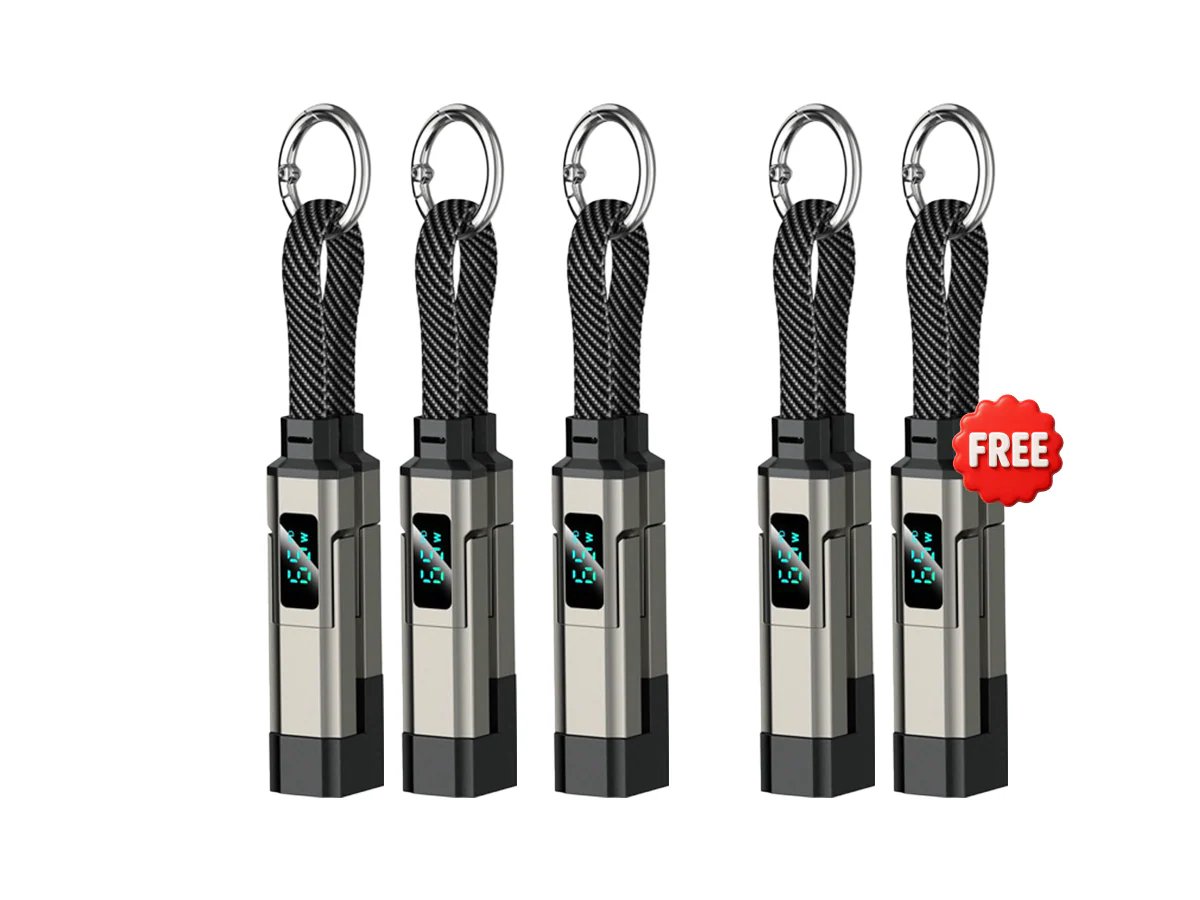 🔥Limited Time SALE 50% OFF🔥4-in-1 Digital Display Keychain Charging Cable
