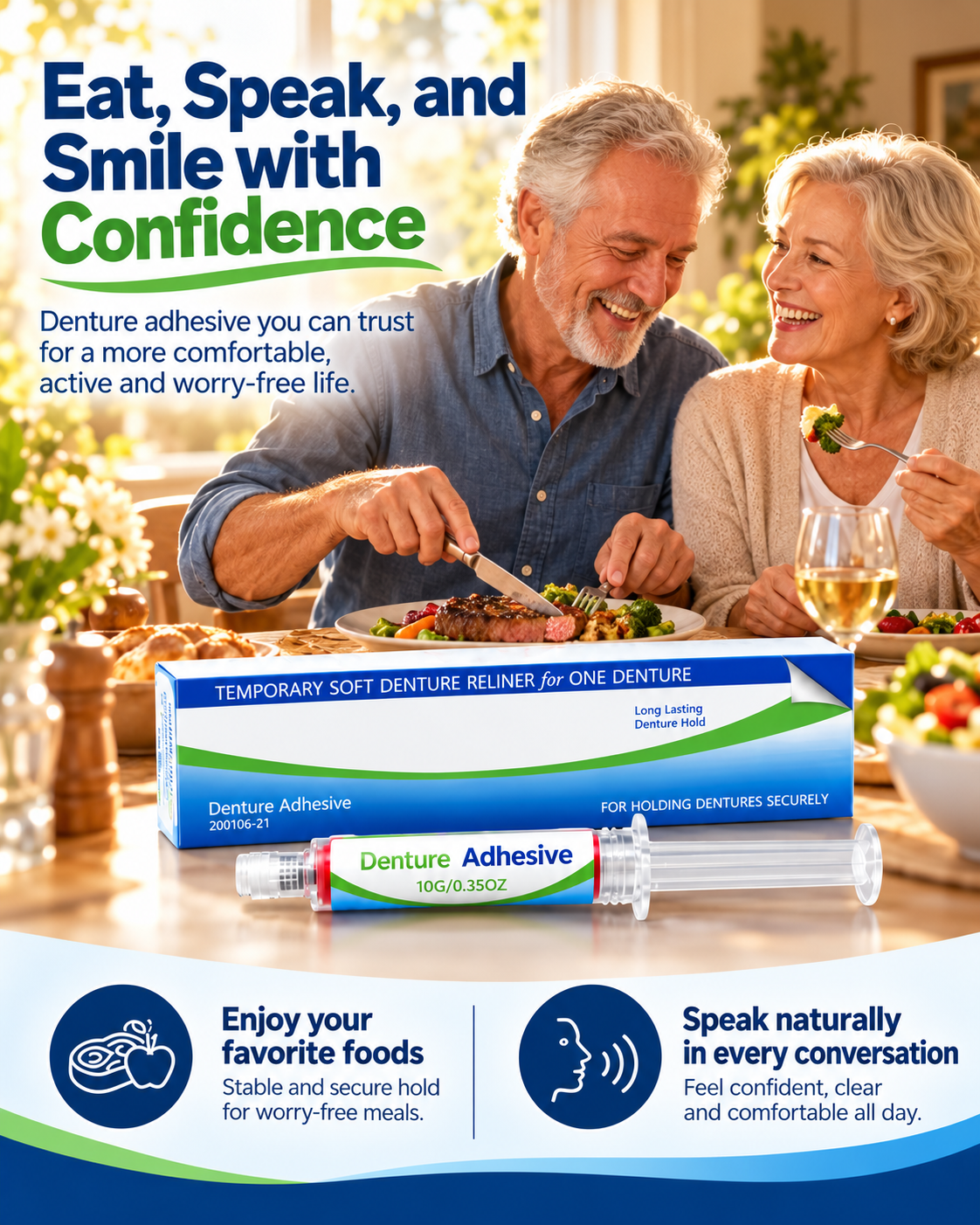 🔥 Denture Adhesive Kit – Strong Hold, Comfortable Fit & Worry-Free Smiles! 😁