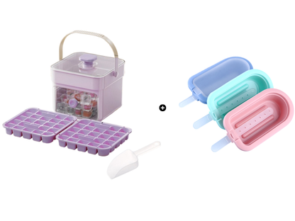 One-Press Ice Cube Tray with Storage Bin