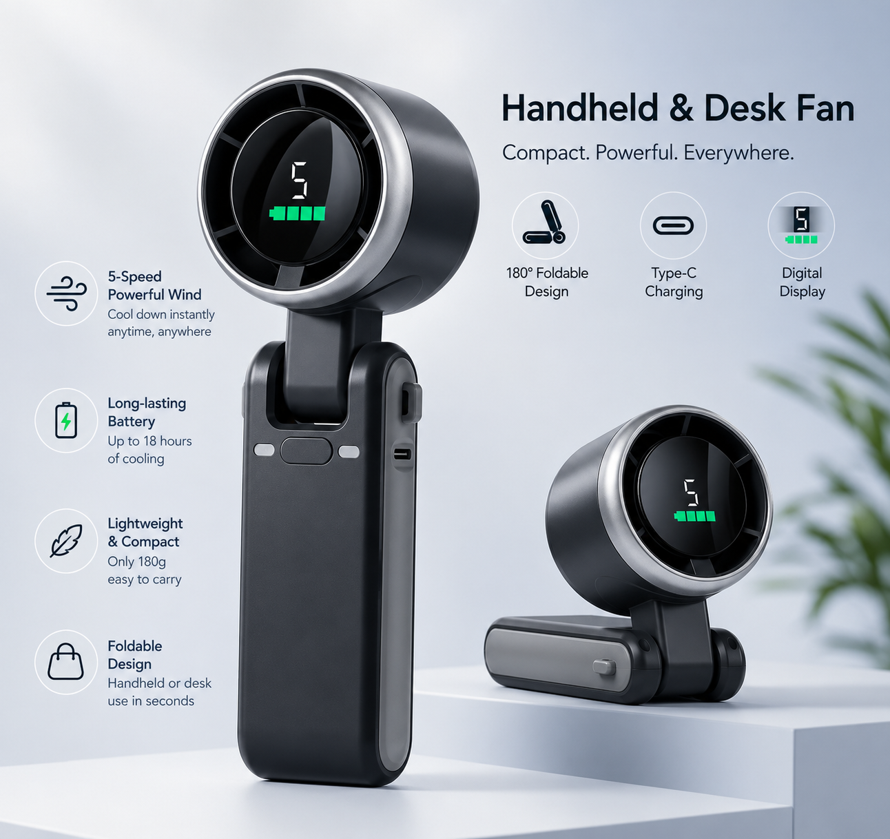 🚀2026 Hot Sale❄️Hand folding high-speed turbine fan
