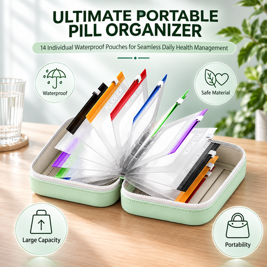 Premium Waterproof PU Travel Pill Organizer Set