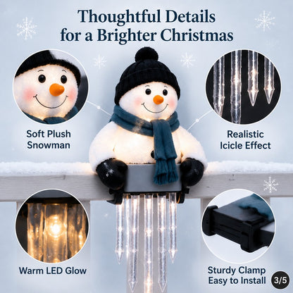 ⛄ Snowman Icicle Railing Lights – Turn Your Porch Into a Winter Wonderland ✨