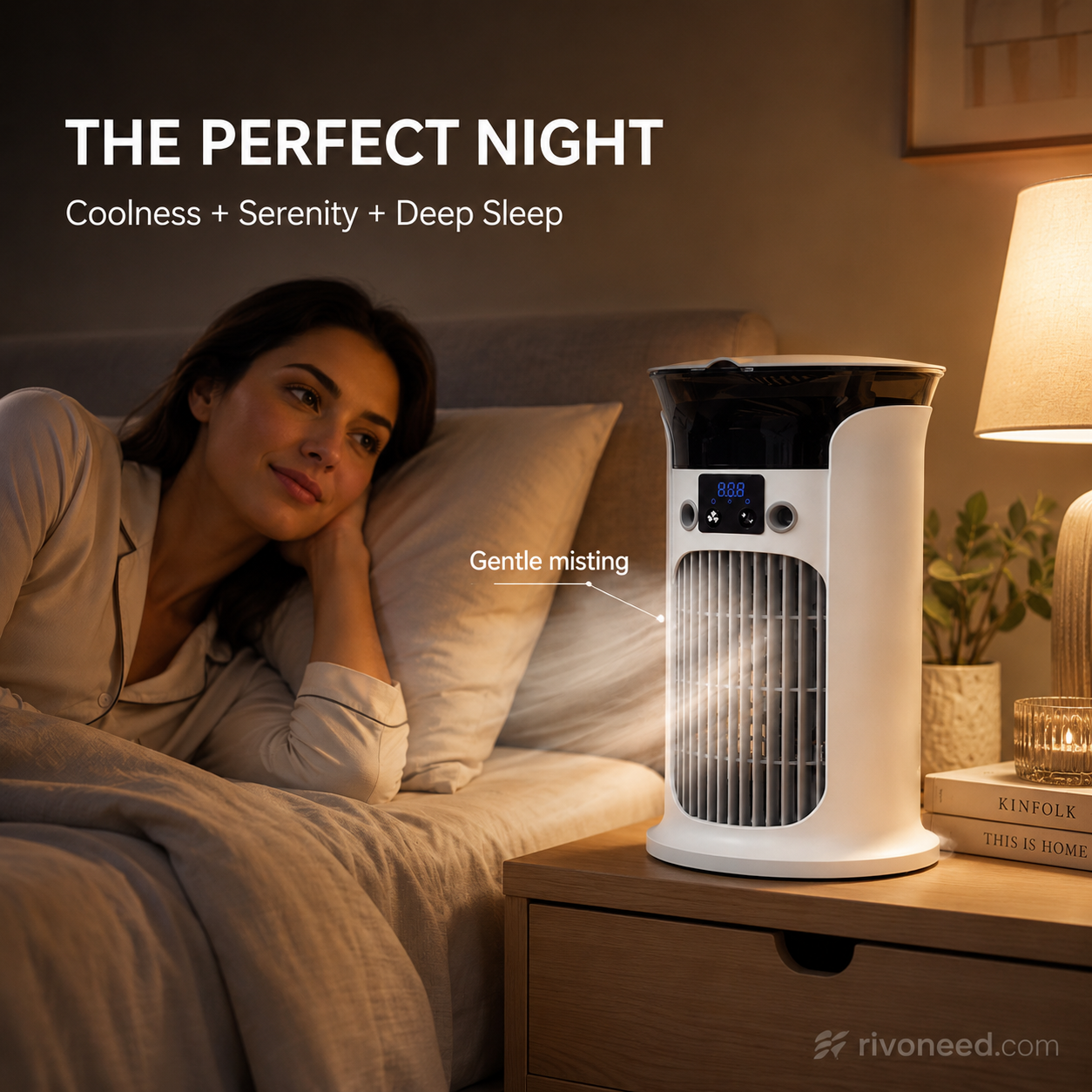 ❄️ 50% OFF | 3-in-1 Desktop Air Cooler Fan 💧 Portable Mist Cooling Fan with LED Night Light