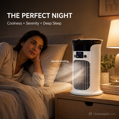 ❄️ 50% OFF | 3-in-1 Desktop Air Cooler Fan 💧 Portable Mist Cooling Fan with LED Night Light