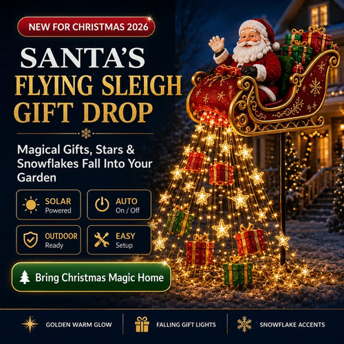 🎅Solar Santa Flying Sleigh Christmas Garden Light – Cascading Outdoor Holiday Decor
