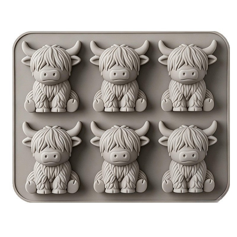 ⏰Last day Promotion🐮 Mini Highland Cow Ice Cube & Dessert Mold 🧊🍪 Cute 3D Ice for Drinks, Parties & Gifts💕
