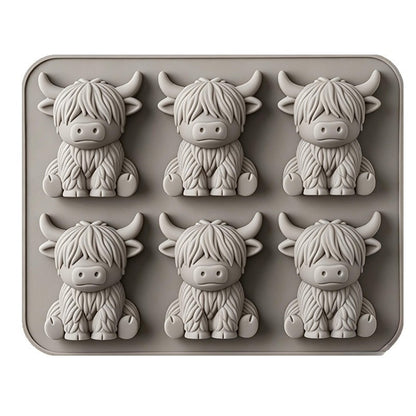 ⏰Last day Promotion🐮 Mini Highland Cow Ice Cube & Dessert Mold 🧊🍪 Cute 3D Ice for Drinks, Parties & Gifts💕