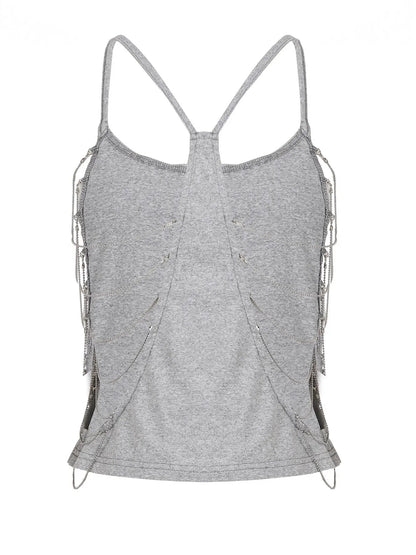 Backless Chain Halter Camisole Top for Y2K Party Outfits