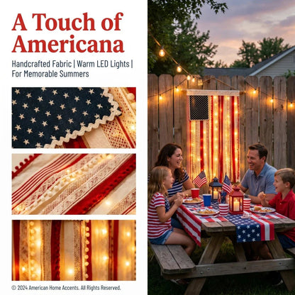 ⏰Last day Promotion ⭐4 x 2.3 Ft Lighted Rag American Flag Banner