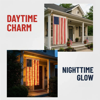 ⏰Last day Promotion ⭐4 x 2.3 Ft Lighted Rag American Flag Banner
