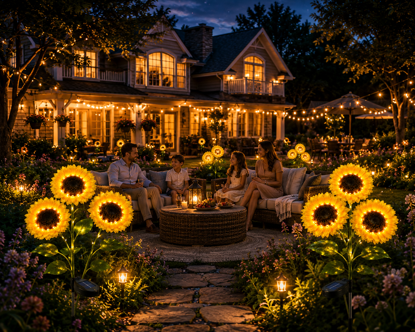 💐50% OFF ! Three Sunflower Solar Lights – Glowing Garden Decor 🌻🌙