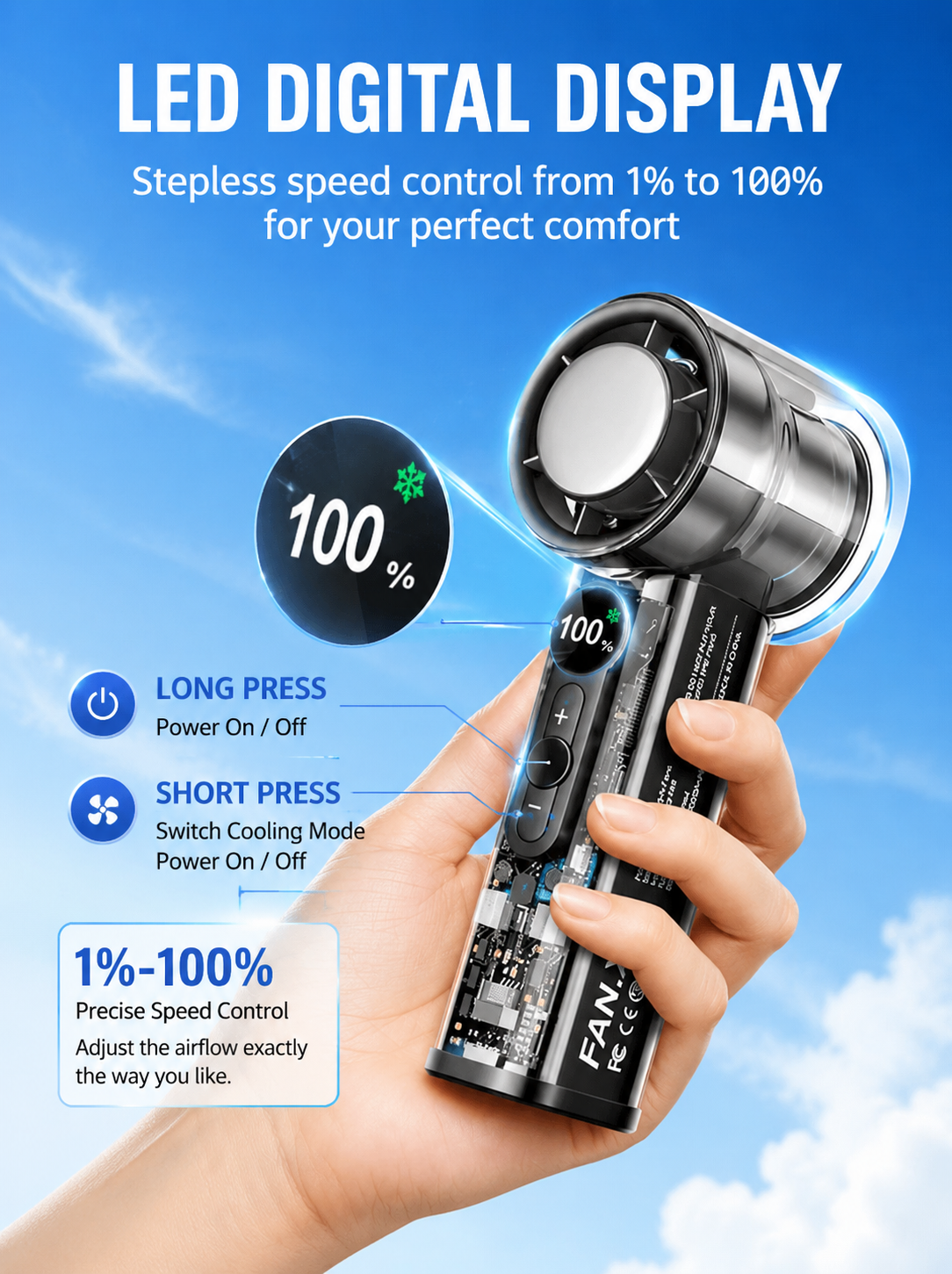 💥 50% OFF FLASH SALE! Bladeless Portable Cooling Fan – 100+ Speeds, Digital Display ❄️🌀 【Limited Time】