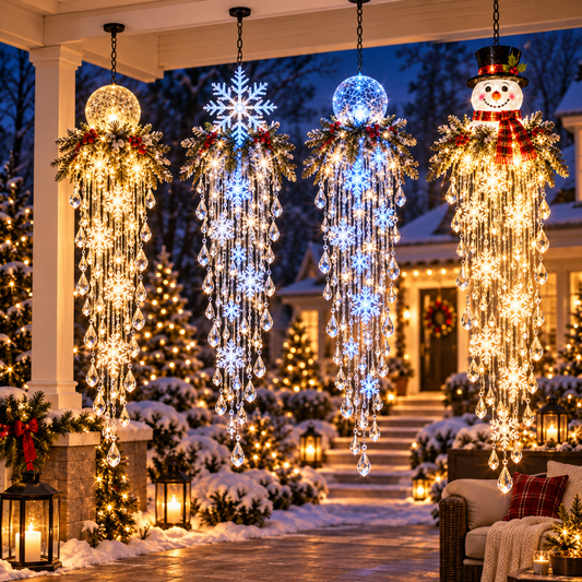 ✨ Crystal Cascade Christmas Lights – Hanging Snowflake & Crystal LED Décor ❄️