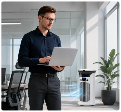 ❄️ 50 % de réduction | Ventilateur-rafraîchisseur d'air de bureau 3-en-1 💧 Ventilateur brumisateur portable avec veilleuse LED