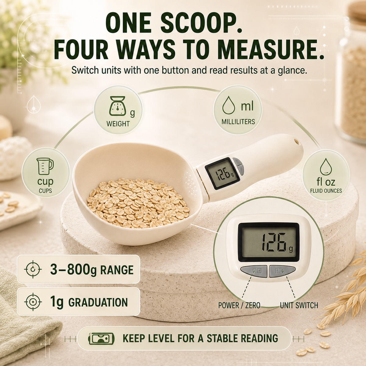 🏅 Digital Kitchen Scoop Scale – Scoop, Weigh & Pour 🥄